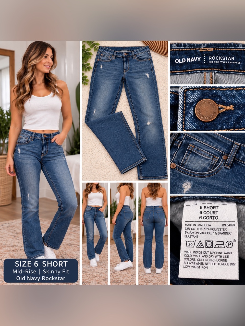 Old Navy Rockstar Jeans – Size 6. Short – Medium Wash stretch